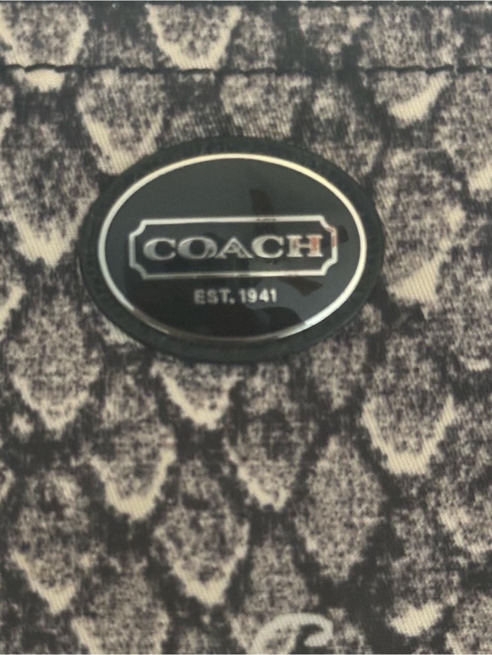 Coach Black and White Signature snake pattern pouch. - Picture 3 of 3